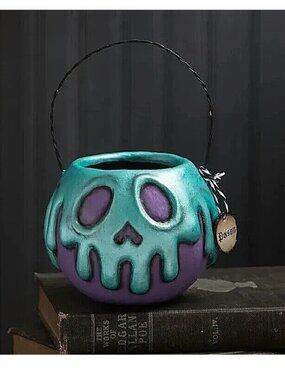 Bethany Lowe Halloween Small Purple Apple bucket w/ Turquois Poison drip LA1391
